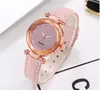 Casual Starry Sky Watch Colorful Leather Strap Silver Diamond Dial Quartz Womens Watches Delicate Ladies Wristwatches Manufactory 258a