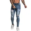 Men Jeans Hip Hop Skinny Stretch Repaired Jeans Light Blue Distressed Super Skinny Slim Fit Cotton Comfortable