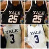 Nik1 NCAA College Yale Basketball Jersey 00 Jalen Gabbidon 1 Eze Dike 2 Eric Monroe 5 Azar Swain cousu sur mesure