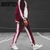 Gold Velvet Tracksuit Men's Set Spring Autumn Sport Suit Male Plus Thick Hoodies+ Pants Warm Sweatshirt Sportswear 211230