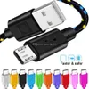 10 Kolory 1 M 2M 3M Tkaniny Nylon Micro USB Ładowarka Kable typu C Kabel do Samsung S6 S7 S8 Xiaomi HTC