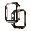 Apple Iwatch Case 6 5 4 3 2 시계 보호 케이스 범퍼 프레임 커버 강화 유리 40mm 44mm 및 소매 상자를 가진 듀얼 컬러 도금