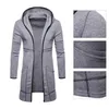 Men's Jackets Men's Hooded Zipper Closure Men Coat Cardigan Jacket Warm Mid-Length