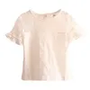 Лето 2 3 4 6 8 10 лет кружева лоскутная короткая вспышка рукава чисто белая вышивка цветок футболки для детей Baby Girl 210701