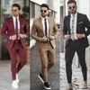 Stijlvolle Bordeaux Bruiloft Smoking Heren Pakken Slim Fit Piekte Revers Prom Man Bruidsjonkers Blazer Etentje Zakelijke Ontwerpen Twee P239g