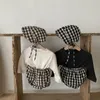 Yeni doğan bebek bebek moda yaz yeni erkek kız pamuk ekose desen toddler çocuk gevşek pp pantolon + kafes şapka 2 adet set 210413
