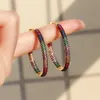 Trendy Two Tones Rainbow Cubic Zirconia Circle Round Hoop Earrings for Women Jewelry Hip Hop Pendientes Mujer CZ8 210714