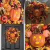 カボチャの前のドアのためのハロウィーンの秋のカボチャの花輪のためのカボチャの秋のカップルのヒマワリの秋の収穫休日の家の装飾