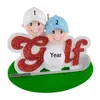 Ornement de sapin de Noël personnalisé pour garçon de golfeur – 2 têtes de joueur de golf avec casquette, membre de la profession, Hobby Caddy Amateurs, cadeau souvenir pour ami golfeur