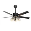 Ceiling Fans Black Vintage Fan With Lights Remote Control Ventilador De Techo Living Room Bedroom Light Lamp E27 Bulbs