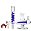 11 Inch Hookahs Build A Bong Inline Perc Glass Water Pipes Freezable Condenser Coil Green Blue Oil Dab Rigs 14mm Joint With Bowl