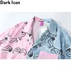 Blauw roze patchwork bandana shirt mannen zomer straat mode polo shirt man kleding 210603