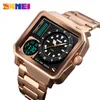 SKMEI De Luxe Top Hommes Montre À Quartz De Mode Numérique Analogique Sport Casual Montres Étanche StainlSteel Horloge Mâle Montres X0524