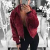 Faux Fur Women Coat With Hood High Waist Fashion Slim Black Red Pink Jacket Fake Rabbit Coats 211220