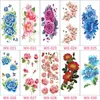 Fabrieksvarity bloemen lichaam 19x9cm waterdichte tijdelijke tattoo sexy rose bloem wegwerp sticker tatuajes 500 stks