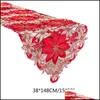 Table Runner Cloths Home Textiles & Garden Double Thickness Red Rustic Cutwork Embroidered Floral Runners Christmas Decorations High Quality