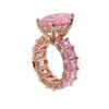 big pink for girl women 2021 arrived pinky jewelry baguette cz engagement band luxury full finger rings