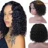 Vague d'eau courte Bob perruque dentelle avant cheveux humains pré plumé perruque brésilienne Remy cheveux 4x4 dentelle fermeture perruque pour femme