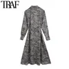 Women Chic Fashion With Belt Leopard Print Midi Dress Vintage Long Sleeve Button-up Female Dresses Vestidos Mujer 210507
