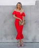 Mulheres vestido Ruffles Slash Neck Sexy Vestidos Plus Size Off Ombro Preto Branco Vermelho Sereia Verão Roupas 210524