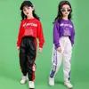 Per 8 10 12 14 16 18 anni Set di abbigliamento per ragazze adolescenti Felpa corta Camicia Pantaloni da jogging Vestiti hip-hop Costumi di danza jazz X0902