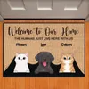 Willkommen in unserem Zuhause, individueller Fußmatten-Teppich mit Hunde- und Katzennamen, personalisierte Fußmatten, Teppich, alle Farben, Dekorationszubehör 220301