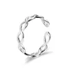 925 Sterling Silver Hollow Braided Band Ring Female Simple Design Small Fresh Glossy Cross 8 Word Jewelry Wholesale