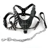 Cool Spiked Studded Leather Dog Harness Rivets krage och koppel Set för medelstora stora hundar Pitbull Bulldog Bull Terrier 26quot349605111