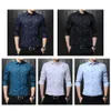 BROWON Men's Shirts Argyle Print Jacquard Business Shirt Men Long Sleeve Regular Fit Non-iron Korean Style 210628