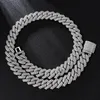 Hip Hop 14MM CZ Heavy Cuban Prong Chain Bracelet Necklaces Iced Out Zircon Gold Silver Color Choker Bling Chains For Men Jewelry