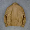 Męska skóra faux prawdziwa wiosna rocznika jesień mężczyźni kurtka krowa płaszcz brązowy casual chaqueta cuero hombre pph455