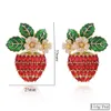 Godki Lovely Strawberry Stud Örhängen Kvinnor Bröllop Cubic Zircon Dubai Bridal Earring Boucle d'Oreille 2021