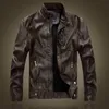 Men's Fur & Faux Winter Motorcycle Jacket Male Leather Stand Collar Casual Fleece PU Biker Men Bomber Coats BF8866