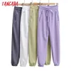 Tangada Women Solid White Cargo Strusowate Waist Spodnie Luźne Spodnie Joggers Kobiet Spodnie dresowe Streetwear 4P52 210609