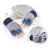 Cinq doigts Gants Femmes Main Hand Réchauffeur Flip Demi-doigt Douce mitaines tricotées épaissir thermique automne hiver mignon