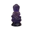 Prezent Buddha Statua Naturalny Fluoryt Healing Crystal Reiki Chakra Figurka Duchowy Kamień Rzeźbione Dekoracja Home