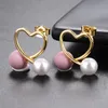 Stud 2021 inoxydable perle coeur boucles d'oreilles croisé rose mignon conception bal beaux accessoires bijoux de haute qualité exquis femmes