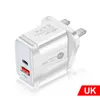 Typ C-laddare EU US UK 18W 20W 25W PD USB-C Wall Charger Plug-adaptrar för iPhone 14 15 11 12 Samsung LG B1 PC med låda