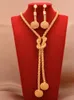 Boucles d'oreilles collier 24k plaqué or africain ensembles de bijoux pour femmes perle anneau Dubai cadeaux de mariée mariage Collares bijoux Set222f