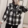 BLSQR Plaid Women Loose Woolen T Shirts Fashion Ladies Mjukt Tjock Casual Kvinna Eleganta Toppar Vintage Girls Chic 210430