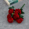 人工シルク牡丹の花ブーケ7ヘッドコアスパンピョニーの結婚式の花ブーケ家の装飾T9i001269