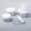 Bouteilles d'emballage en plastique PET transparent avec couvercle blanc 30g 50g 100g 150g 200g Récipient cosmétique pour crème de masque de boue