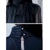 Moda Bahar Kadın Bluz ve Tops Uzun Kollu Kravat Yay Şifon Gömlek Beyaz Siyah Kadın Giyim 0599 30 210508