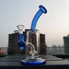 6.7" Blue Hookah Water Pipe Mini Glass Tobacco Bong Beaker Base Tobacco Smoking Bubbler Smoke Pipes Bongs Bottles Dab Rig 14mm Bowl