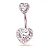 Sexig 316L Kirurgisk Stål Navel Ringar Kvinnor Double Gem Belly Button Navel Bar Ring Body Piercing Bars Smycken