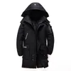 Winter Men's Long White Duck Down Jacket Fashion Hooded Thick Warm Coat Male Big Red Blue Black Brand Clothes 211206