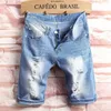 Jeans da uomo Pantaloncini di jeans estivi da uomo Blu chiaro Fori corti Cotone di buona qualità Dritto Taglia grande441