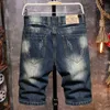 Mäns Jeans 2022 Män Streetwear Ripped Loose Summer Beach Jean Shorts Vintage Fashion Straight Denim Short