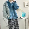 IEFB Spring Niche Designer Koreanska Personlig Splicing Deconstruction Loose Denim Jacket Oversized Man's Jeans Coat 9Y6082 210524