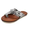 Tofflor Leopardtryckta Damflip Flops Mode Casual Ring Tåkilar Sandaler Sommar Retro Läder Platta Strandskor Kvinna